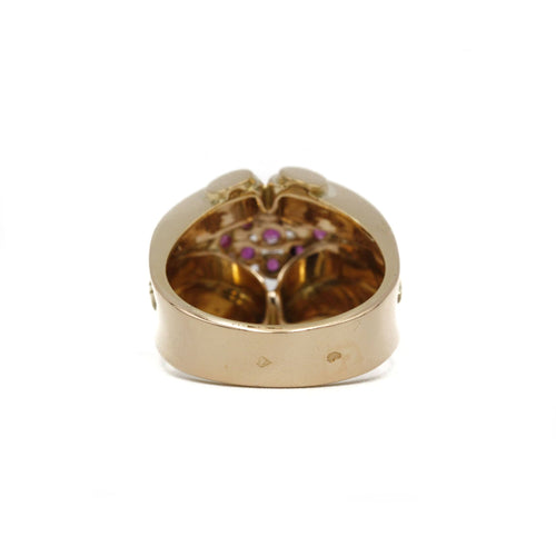 Ring 54 Ring Tank in yellow gold and synthetic rubies 58 Facettes 240171R