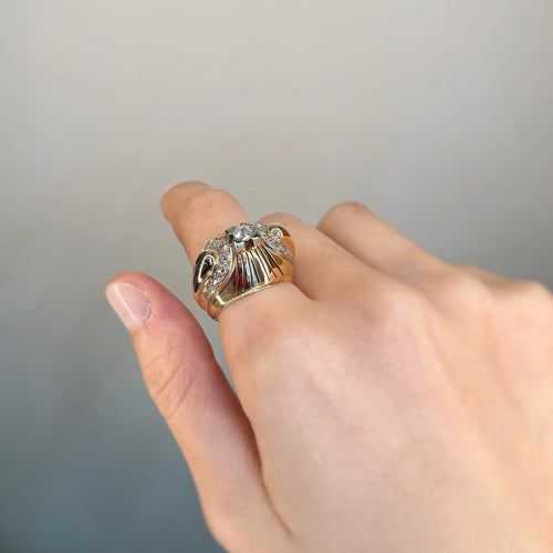 Ring 55 Ring van geel- en witgoud met diamanten 58 Facettes 240106R