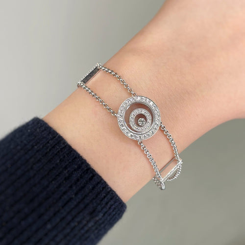 Bracelet Chopard Happy Spirit - White gold and diamond bracelet 58 Facettes 240090R