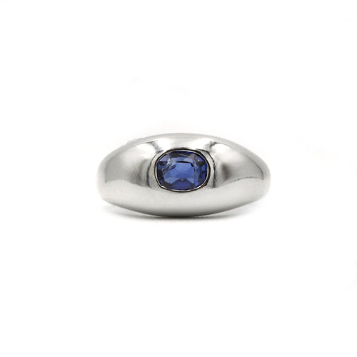 Ring 49 White gold ring with oval sapphire 58 Facettes 220331R