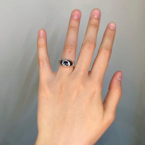 Ring 49 White gold ring with oval sapphire 58 Facettes 220331R