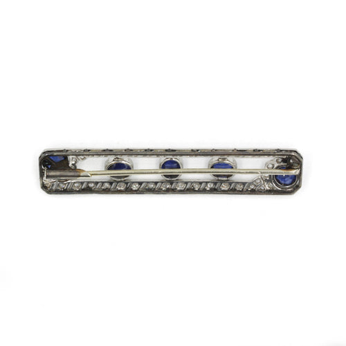 Brooch Brooch Art Deco in white gold, platinum, sapphires and diamonds 58 Facettes 220178R