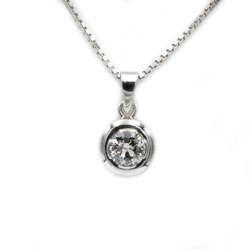 Collana Collana con pendente in oro bianco, platino e diamante 58 Facettes 230059SP