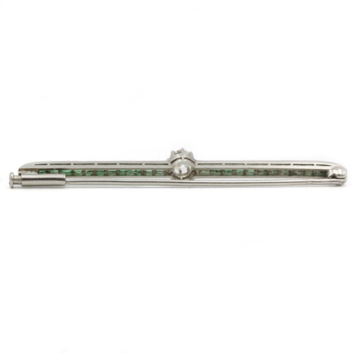 Brož Brož Art Deco ze zlata a Platina, diamant a smaragdy 58 Facettes 220129R