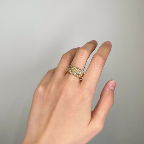 Bague 54 Bague en or jaune et diamants 58 Facettes 220099R