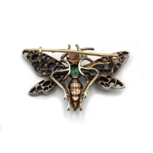 Brooch Dragonfly Brooch in gold, silver and precious stones 58 Facettes 220097R