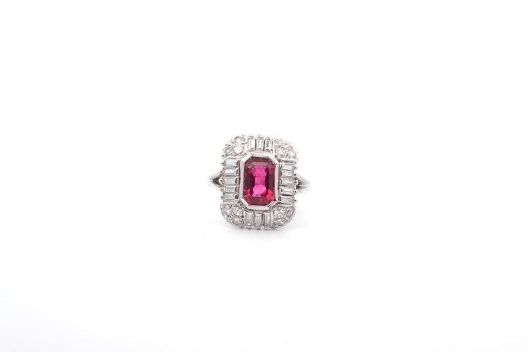 Bague 55 Bague vintage en or blanc 18k, tourmaline et diamants 58 Facettes 26431-26500