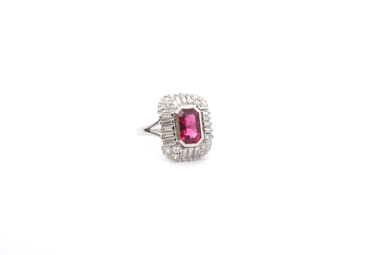 Bague 55 Bague vintage en or blanc 18k, tourmaline et diamants 58 Facettes 26431-26500