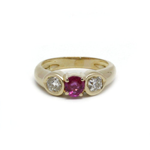 Bague 56 Bague en or jaune avec saphir rose et diamants 58 Facettes 210093R