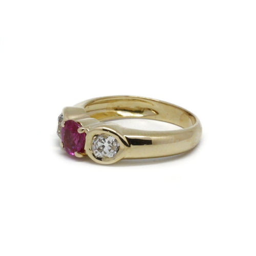 Bague 56 Bague en or jaune avec saphir rose et diamants 58 Facettes 210093R