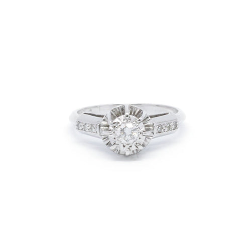Bague 52 Bague solitaire 0,15 ct en or blanc et diamants 58 Facettes 190010SP