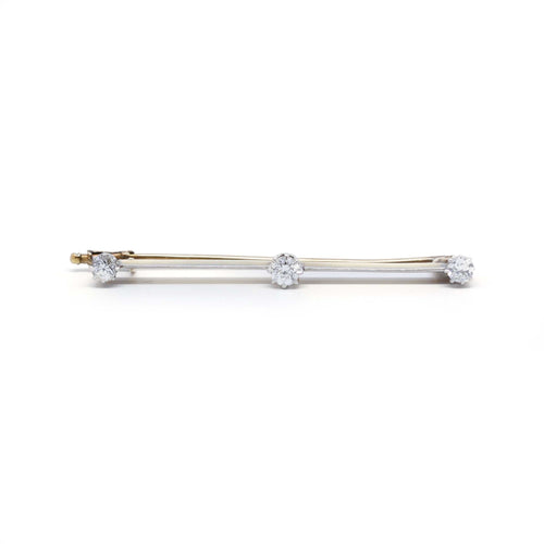 Brooch Barrette brooch in yellow gold, platinum and diamonds 58 Facettes 200044R