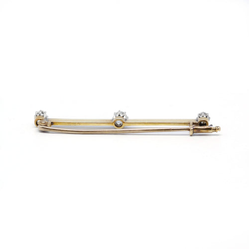 Brooch Barrette brooch in yellow gold, platinum and diamonds 58 Facettes 200044R