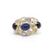 Ring 51 Yellow gold ring with sapphire, garnets and diamonds 58 Facettes 200015R