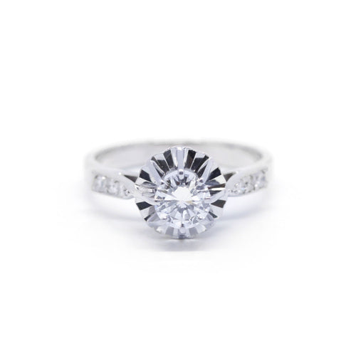 Bague 52 Solitaire - Bague en or blanc et diamants 58 Facettes 190345R
