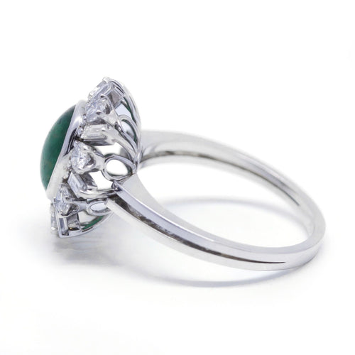 Bague 61 Bague en or blanc, émeraude et diamants 58 Facettes 190094R