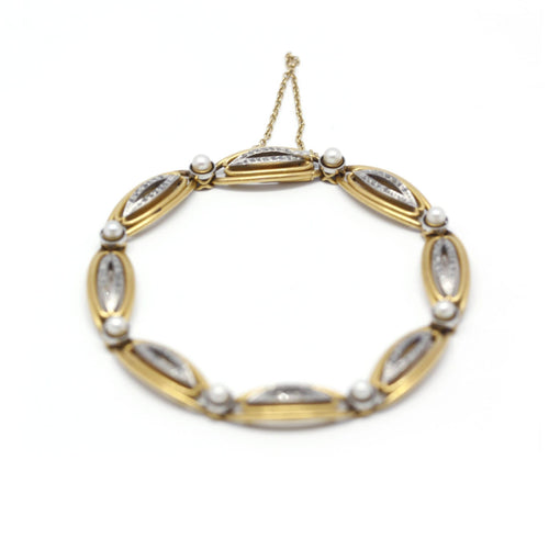 Bracelet Bracelet fin XIXe en or jaune, perles et diamants 58 Facettes 190157R