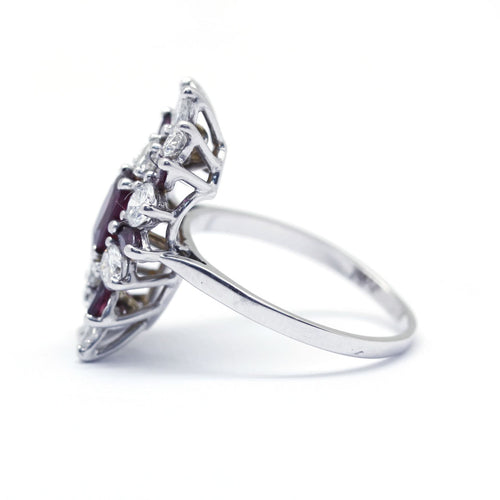 Ring 54 Marquise - Ring in witgoud, robijn en diamanten 58 Facettes 230023SP