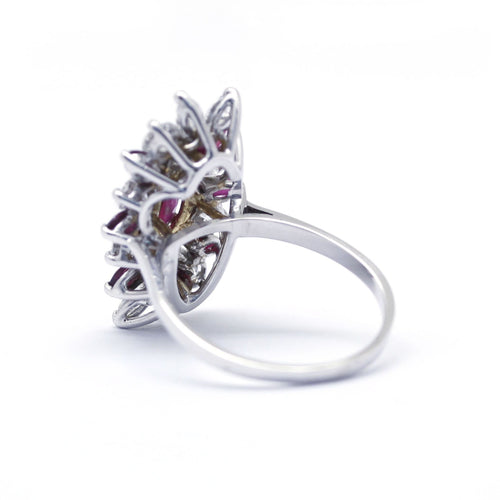 Ring 54 Marquise - Ring in witgoud, robijn en diamanten 58 Facettes 230023SP