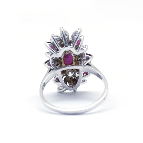 Ring 54 Marquise - Ring in witgoud, robijn en diamanten 58 Facettes 230023SP
