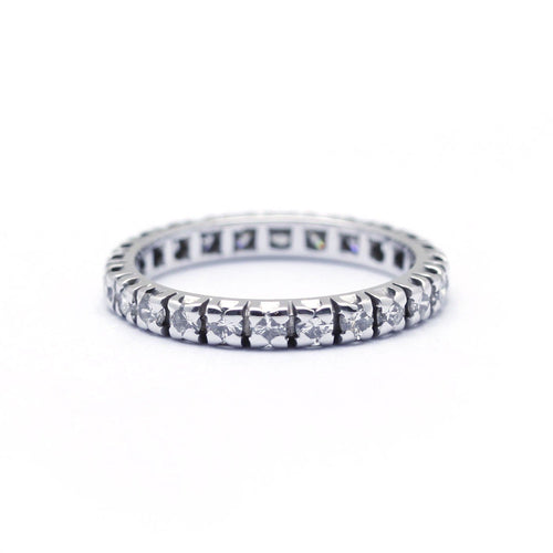 Anello 55 Fede nuziale americana in oro bianco e diamanti 58 Facettes 160142R