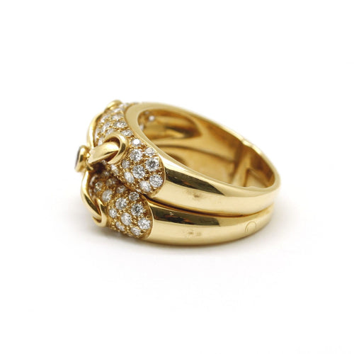 Bague 52 Bague en or jaune, rubis et diamants 58 Facettes 170128R