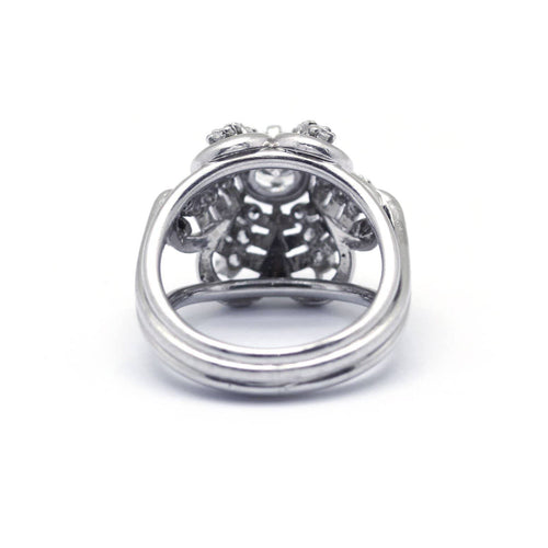 Bague 52 Bague dôme en platine et diamants 58 Facettes 180201R