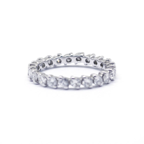 Amerikansk ring 52 Vielsesring i hvidguld og diamanter 58 Facettes 180198R