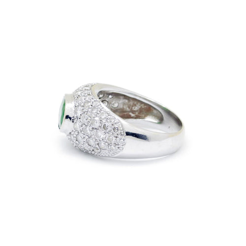 Bague 54 Bague en or blanc, émeraude et diamants 58 Facettes 230017SP