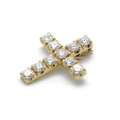 Pendentif Pendentif croix en or jaune et diamants 1,80 ct 58 Facettes 230005SP
