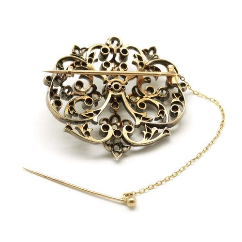 Spilla Spilla XIX secolo in oro giallo, argento e diamanti 58 Facettes 180115R