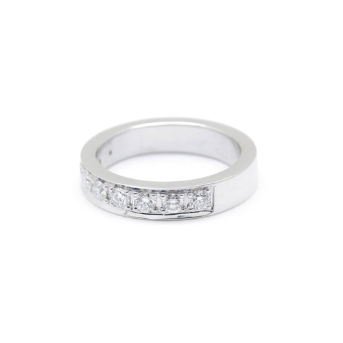 Ring 51 Half-eternity ring in white gold and diamonds 58 Facettes 180082R