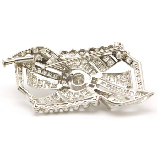 Broche Art Deco - Broche i 750 guld, Platin og diamanter 58 Facettes 150093R