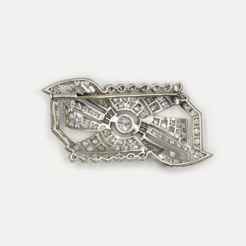 Broche Art Deco - Broche i 750 guld, Platin og diamanter 58 Facettes 150093R