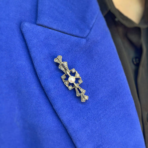 Broche Broche XIXe en or, argent, perle et diamants 58 Facettes 140400R