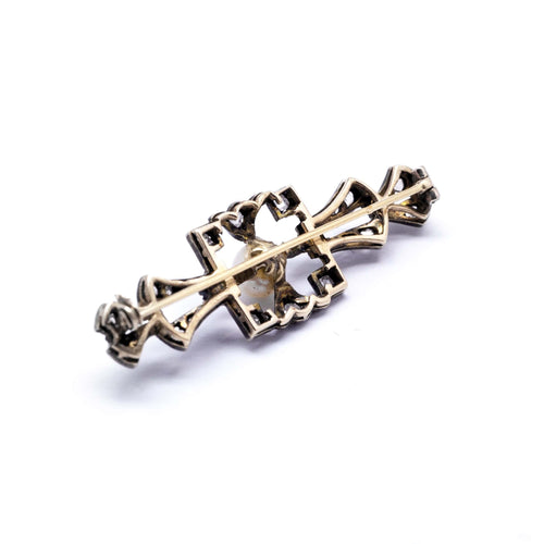 Broche Broche XIXe en or, argent, perle et diamants 58 Facettes 140400R