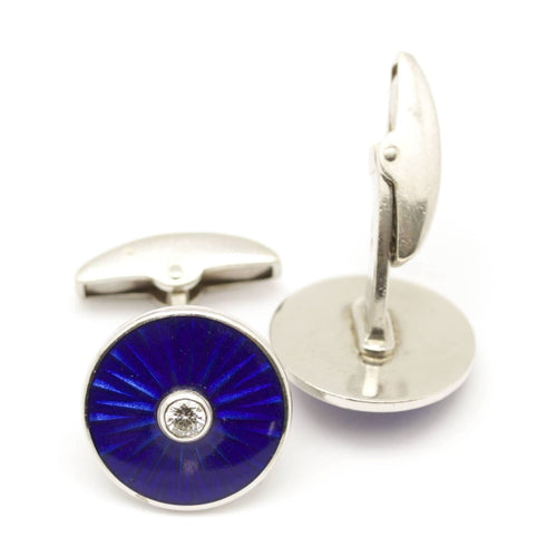 Manchetknapper Manchetknapper i hvidguld, emalje og diamanter 58 Facettes 190059R
