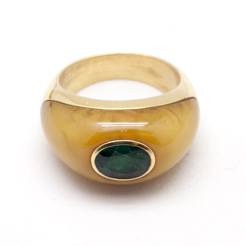Anello 52 Anello anello in oro giallo, smeraldo e ambra 58 Facettes 120172R