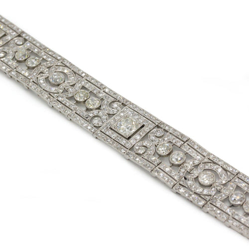 Belle Époque-armbånd - Armbånd i Platin og antiktslebne diamanter 58 Facettes 1445