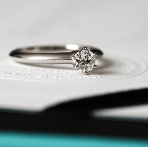Anello 47.5 Tiffany & Co - Anello Solitario in platino e diamante 58 Facettes Tiffany setting 0.27