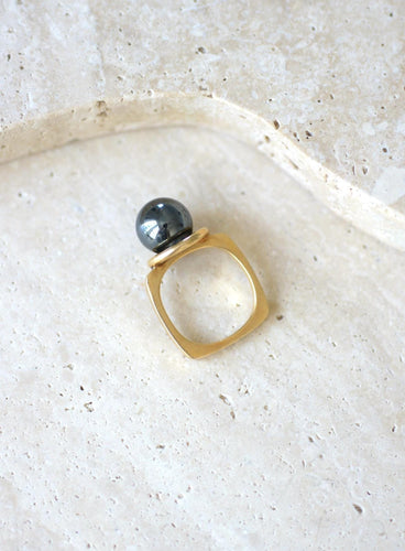 Bague 51 Dinh Van - Bague Boule Spirale en or jaune et hématite 58 Facettes