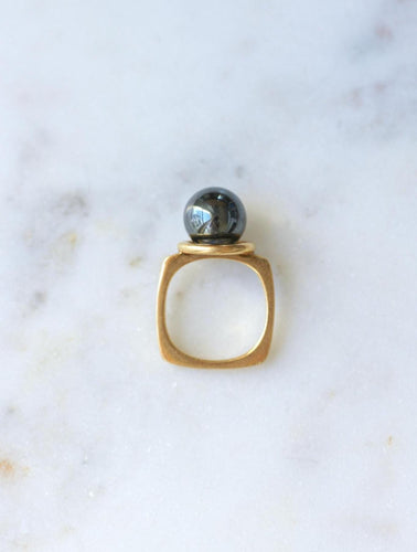 Bague 51 Dinh Van - Bague Boule Spirale en or jaune et hématite 58 Facettes