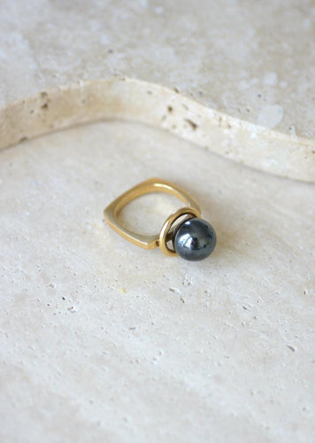 Bague 51 Dinh Van - Bague Boule Spirale en or jaune et hématite 58 Facettes