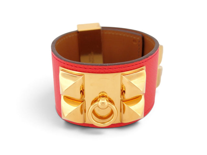 Armband Hermès Hondenhalsband Médor - Armband van roze Epsom-leer 58 Facettes 276893