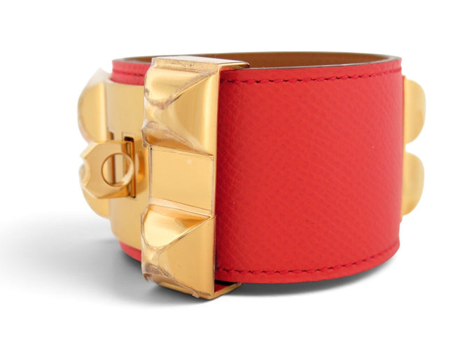 Armband Hermès Hondenhalsband Médor - Armband van roze Epsom-leer 58 Facettes 276893