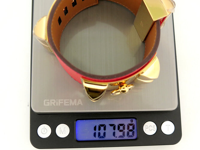 Armband Hermès Hondenhalsband Médor - Armband van roze Epsom-leer 58 Facettes 276893