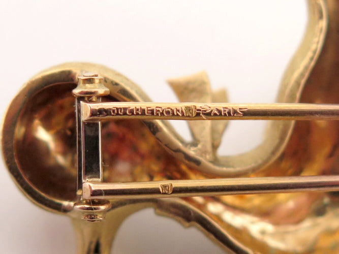 Brosche Boucheron - Entenbrosche aus 18 Karat Gelbgold, Türkis und Diamanten 58 Facettes 276293