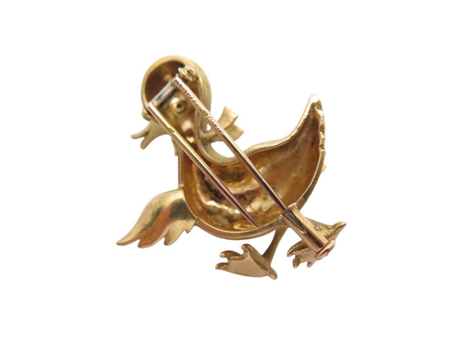 Brosche Boucheron - Entenbrosche aus 18 Karat Gelbgold, Türkis und Diamanten 58 Facettes 276293