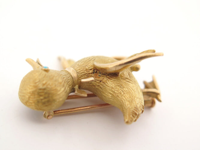 Brosche Boucheron - Entenbrosche aus 18 Karat Gelbgold, Türkis und Diamanten 58 Facettes 276293