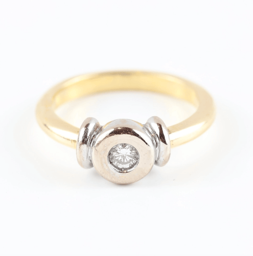 Ring 54 Ring Solitaire bicolor in 18K yellow and white gold and diamond 58 Facettes 159/24F